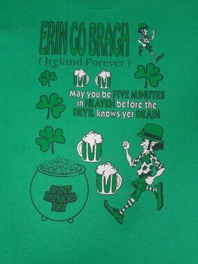 VINTAGE 1994 IRELAND FOREVER FRUIT OF THE LOOM GREEN LARGE T-SHIRT L588